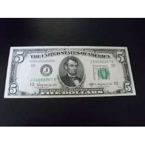  1950 B $5 Bill    Federal Reserve Note    Kansas City Bank 