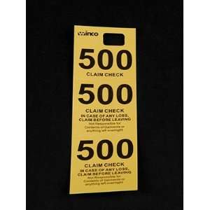    Yellow 3 Part Paper Coat Room Check 500 / Box