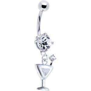  Crystalline Gem Classic Martini Dangle Belly Ring Jewelry