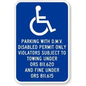   ORS 811.620 And Fine Under ORS 811.615 (handicapped symbol) (blue