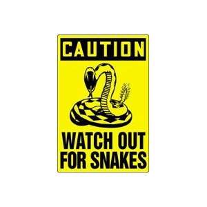  CAUTION WATCH OUT FOR SNAKES (W/GRAPHIC) Sign   18 x 12 