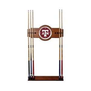  Texas A&M University 2 piece Wood and Mirror Wall Cue Rack 