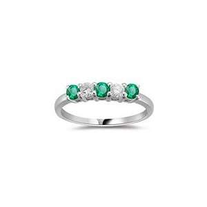 0.20 Ct Diamond and 0.30 Ct Emerald Five Stone Band in 18K 