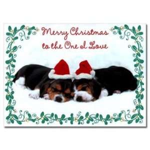  Beagle Puppies Romantic Christmas Card