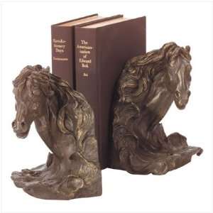  STALLION HORSE HEAD PAIR HEADS BOOK ENDS TWO BOOKENDS 