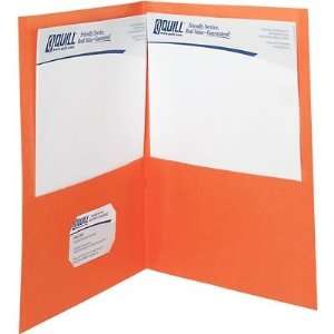  Quill 2 Pocket Folders without Fasteners Orange Office 