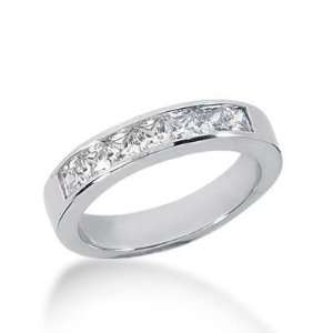 14K Gold Diamond Anniversary Wedding Ring 7 Princess Cut Diamonds 0.98 