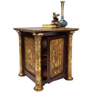 Ancient Egyptian Temple Occasional Side Table with Storage 