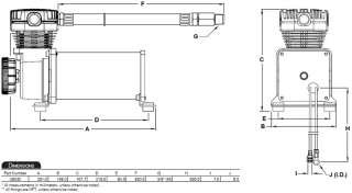 Dimensional design drawing for the 480C compressor included with the 