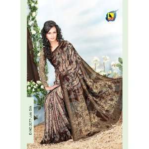  Bollywood Style Faux Georgette Party Wear Brown and Cream 