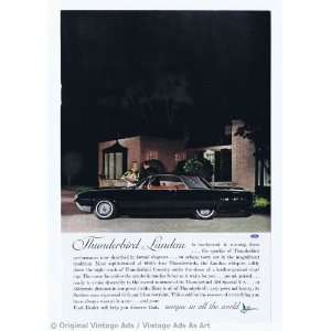  1961 Ford Thunderbird Black Couple outside house Vintage 