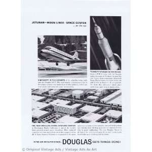  1965 Douglas Jetliner, Moonliner, Space Center Vintage Ad 