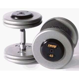 Troy Barbell HFD 130R Pro Style Dumbbells   Gray Plates And Rubber End 