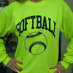  Long Sleeve Neon Softball T shirt
