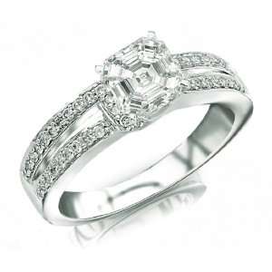 IGI Certified 1.18 Carat 14k White Gold Antique Style Engagement Ring