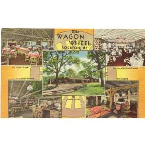 1940s Vintage Postcard   The Wagon Wheel Restaurant   Rockton Illinois