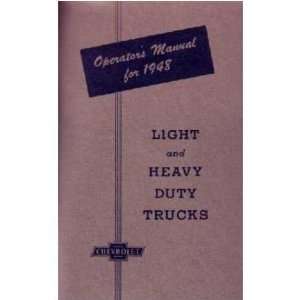 1948 CHEVROLET TRUCK Full Line Owners Manual User Guide