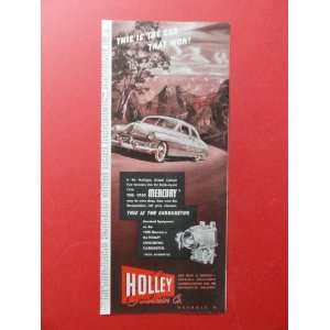  Holley Carburetor Co.1950 print ad (1950 Mercury/the car 