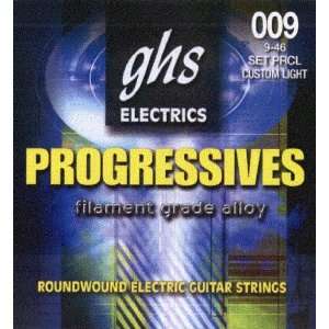 GHS Electric Guitar Progressives Roundwound Custom Light, .009   .046 