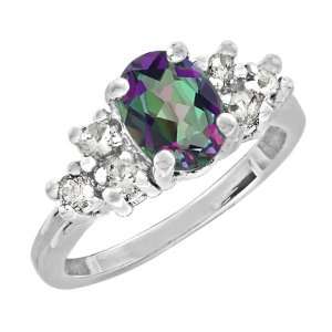  1.30 Ct Oval Mystic Exotic Topaz Sterling Silver Ring 