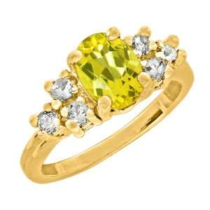  1.30 Ct 7X5 Oval Canary Mystic Topaz Yellow Gold Ring 