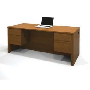  Executive Desk with Dual Half Peds in Cognac Cherry