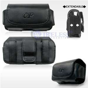  Black Leather Horizontal Extendable Cover Pouch Belt Clip 