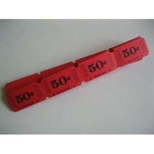  500 Red 50 cents Consecutively Numbered Raffle Tickets 