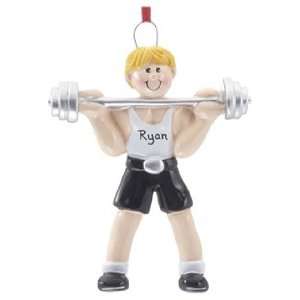 Personalized Weightlifter Male Christmas Ornament 