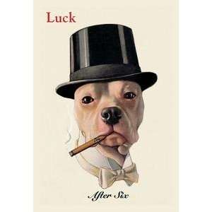 Paper poster printed on 12 x 18 stock. Dog in Top Hat Smoking a 