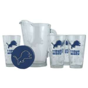  Detroit Lions Pint Glasses and Beer Pitcher Set Detroit 