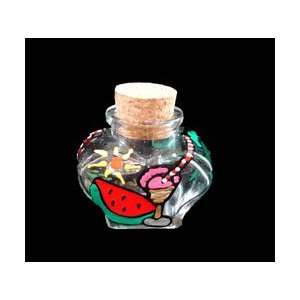 Caribbean Excitement Design   Hand Painted   Small Heart Shaped Bottle 