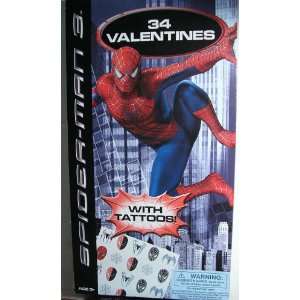  Spider Man 3 34 Valentines with Tattoos Toys & Games