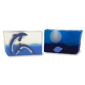   Handmade Vegetable Glycerin Soap Duo   Dueling Dolphins and Reflection