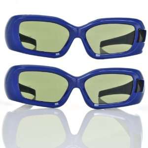  2x Blue 3D Active Shutter Glasses Compatible with Bluetooth based 3D 