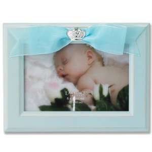  4x6 Blue Wood Picture Frame Blue Bow With Crystal Crown 