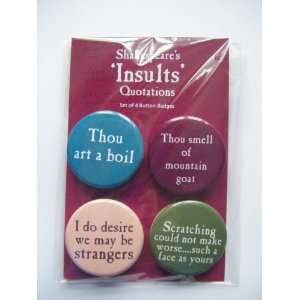 Shakespeares Insults Quotations Button Badges 