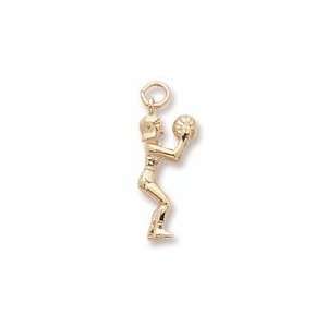  Female Basketball Player Charm in Yellow Gold Jewelry
