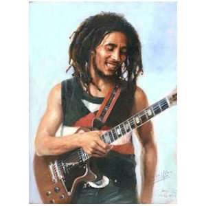  Bob Marley (Smiling, w/ Guitar) Music Poster Print   11 X 