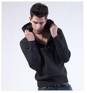 GU.E.QI Mens black Cotton Knit fashion Casual sports warm sweater 