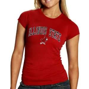  Illinois State Redbirds Ladies Red Arch Graphic Skinny T 
