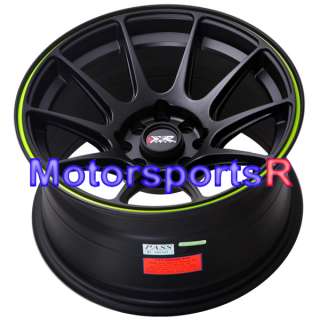 15 XXR 527 Black Neon yellow Concave Rims Wheels Stance 4x100 84 85 91 