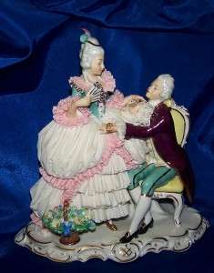   KUNST BAVARIA VICTORIAN COURTING COUPLE FIGURINE, DRESDEN LACE  