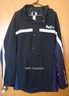 FedEx Fed Ex Mens Jacket w/Hood XL Black Purple Water Resistant 