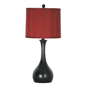   Bronze Gourd Table Lamp with Red Drum Shade T 3597