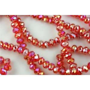   Glass Beads Faceted Rondelle 8mm Red Quartz AB [18 inch strand] (3621