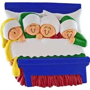  3702 Family in Bed 4 Personalized Christmas Holiday 