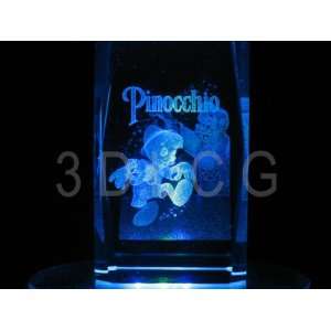  Disney Pinnochio 3D Laser Etched Crystal 