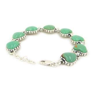 Gorgeous Kingman Turquoise Heart Sterling Link Bracelet  