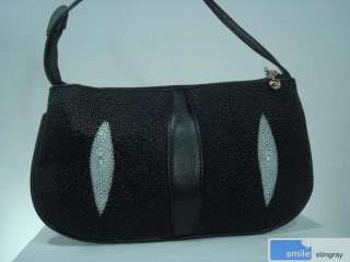 Black genuine stingray leather handbag bag purse new  